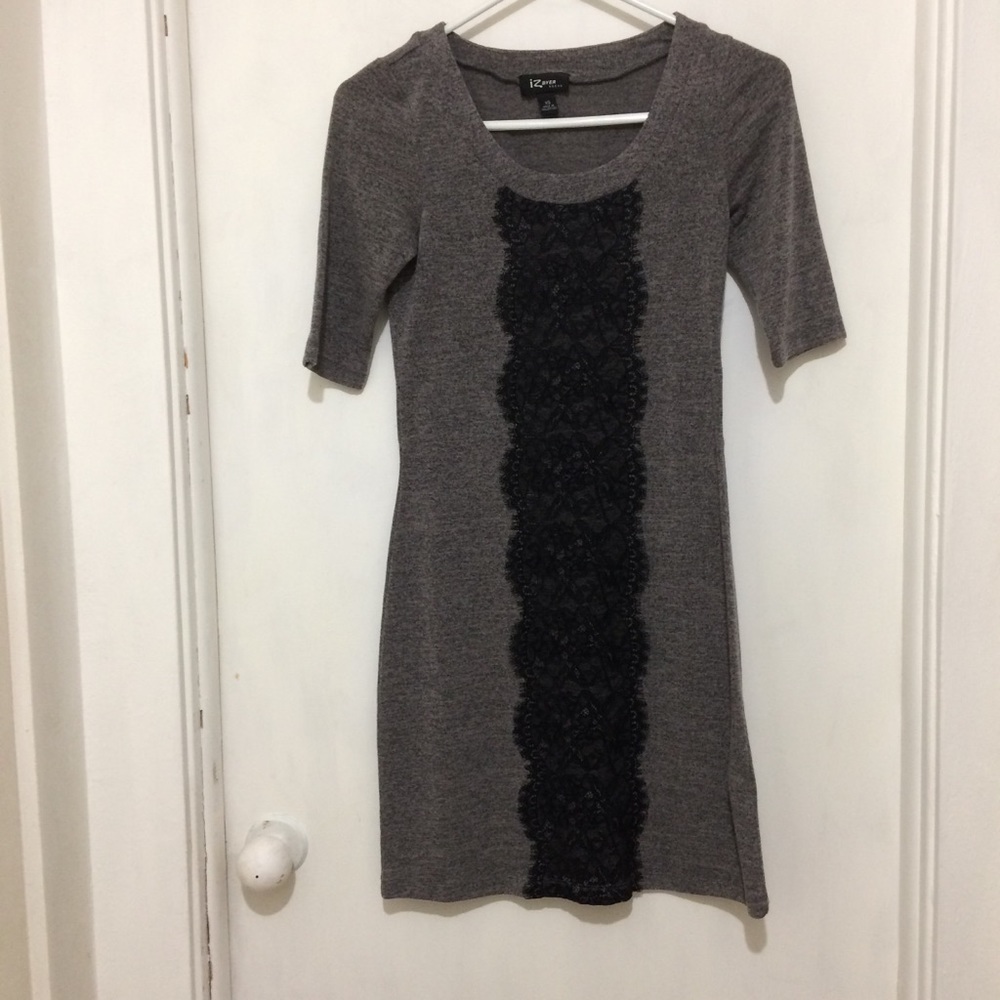 I ZByer woman’s XS charcoal w black lace dress
